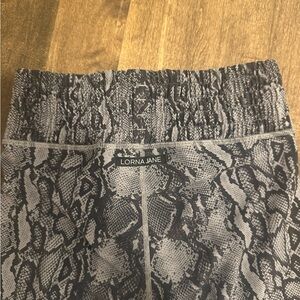 Lorna Jane Black and Gray Snake Print Leggings